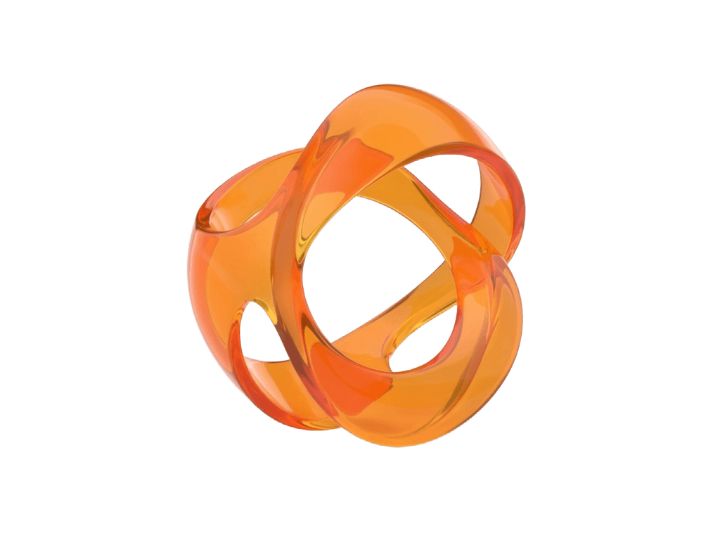 Abstract translucent orange ribbon sculpture